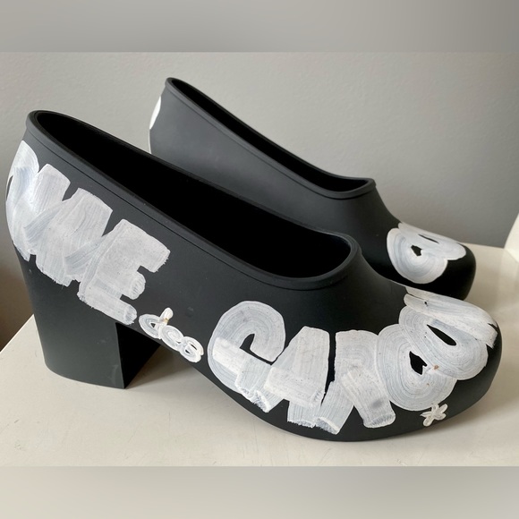 Comme des Garçons + Melissa Logo Matte PVC Heels. Size 8. NWOT. Never worn. - Picture 2 of 10